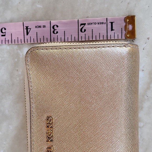 Michael Kors Gold Shimmer 3/4 Zip Wallet - Picture 12 of 13